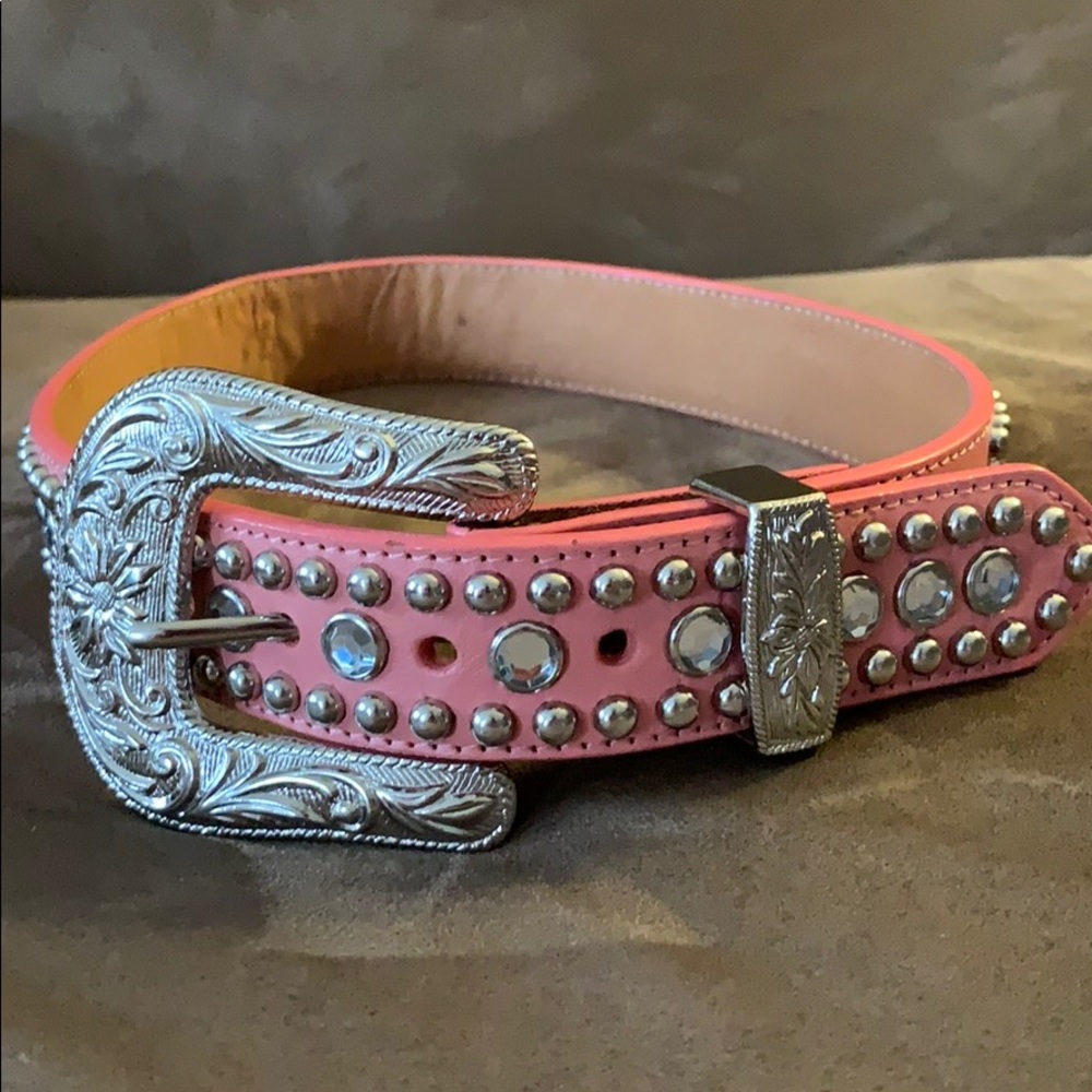 Leather bling belt